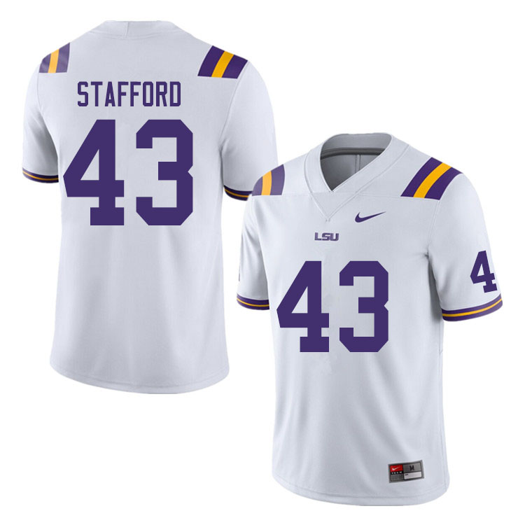 Men #43 Preston Stafford LSU Tigers College Football Jerseys Sale-White